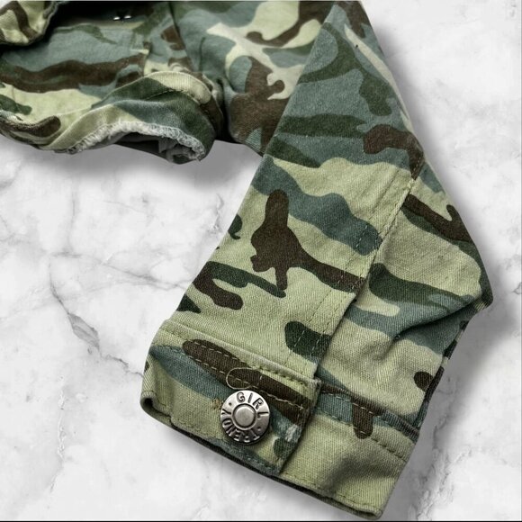 Trendy Girl  Camo Print Cropped Jacket For Girls Size 3T Long Sleeve With Button - Picture 8 of 12